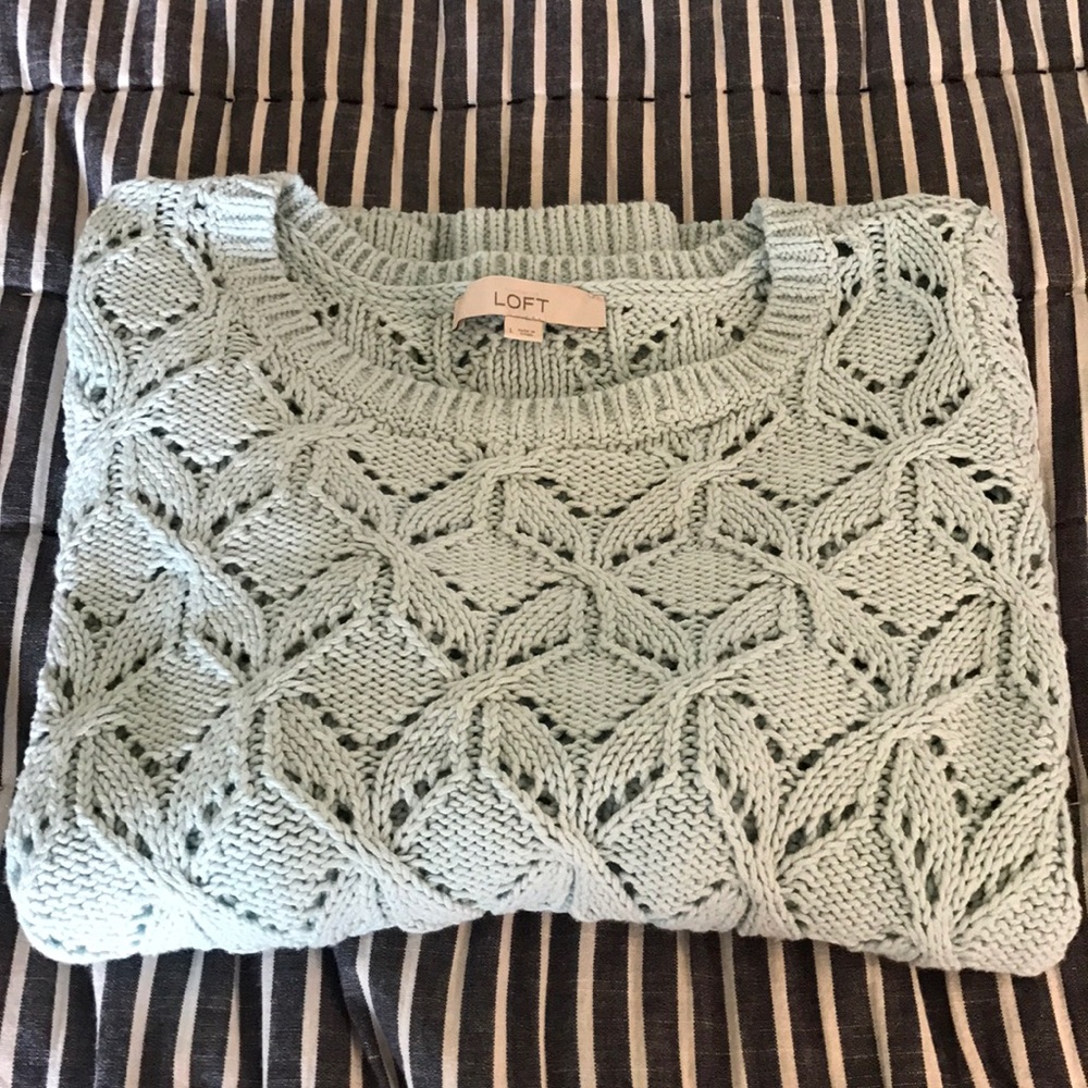 New Loft Light Blue Holey Sweater